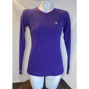 Champion NWT Woman's Top Purple Stripes Long Sleeves with Thumb Holes SIZE XS